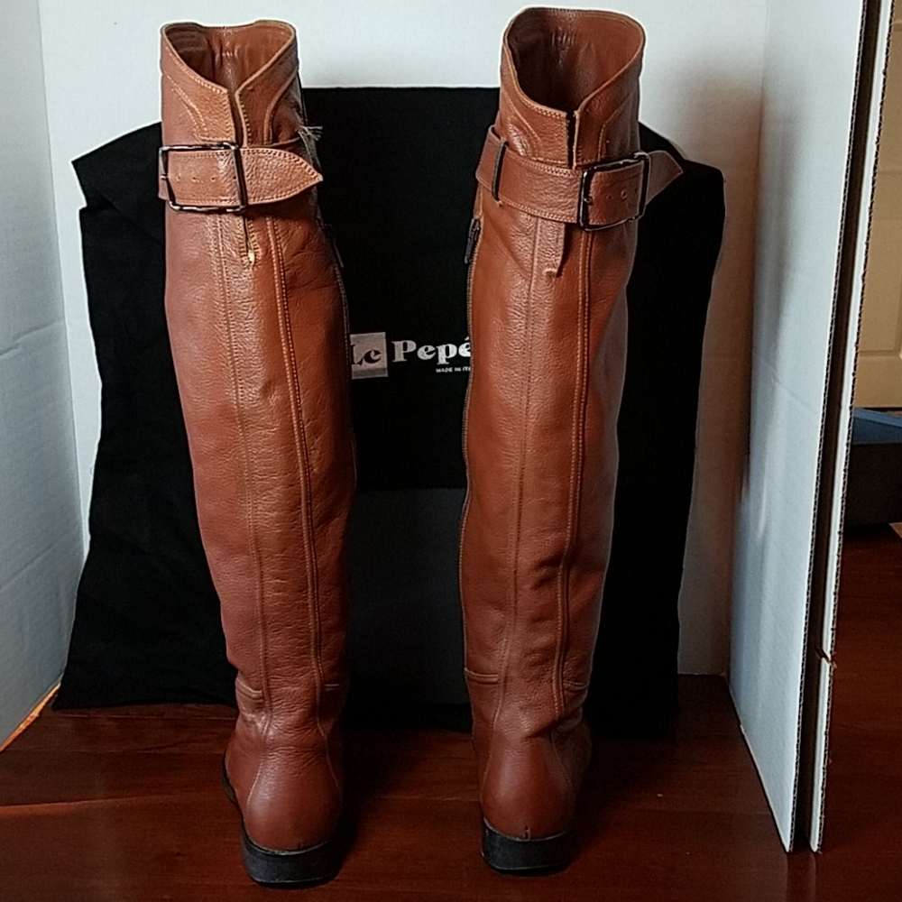 Le Pepe Buckle Top Tall Leather Boots - Picture 2 of 12